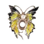 Ringaufsatz, EHINGER SCHWARZ, SILBER 925/000, signiert ES, Schmetterling grün/schwarz ...