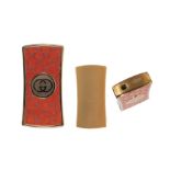 Gasfeuerzeug, goldfarbenes Gehäuse, Ledereinlage mit Signatur GG (GUCCI), ca. 32,0 x 64,5 x ...