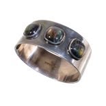 Armreif, VINTAGE 1970er Jahre, SILBER 925/000, signiert, Schweden ?, 3 dekorative Spektrolite, ...