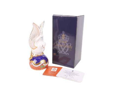 A scarce boxed Royal Crown Derby bone china "Spirit Of Peace" paperweight, ltd ed, 129/150, (SS) with certificate. 23 cm high