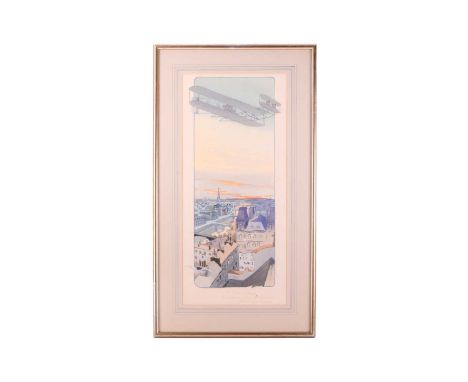 After Marguerite Gamy (1883 - 1936) French, 'Juvisy Paris De Lambert sur biplan Wright-Ariel Magneto Lavalette Eisemann', lit