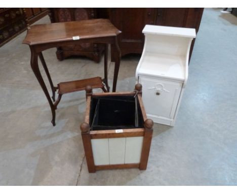 A mahogany two tier table; a coal purdonium and a planter