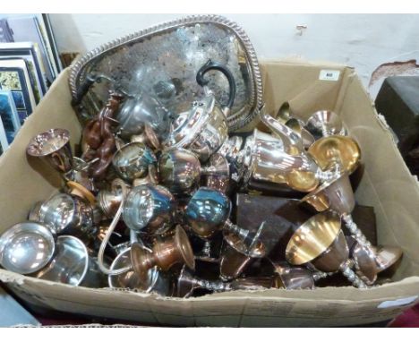 A collection of platedware to include boxed cutlery, tea service, candelabrum, goblets etc.