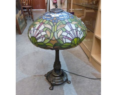 A Tiffany style table lamp of recent manufacture. 27' high