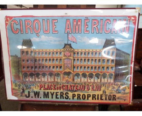A Cirque Americaine poster and a print of the Malvern Hills, the poster 28' x 39'