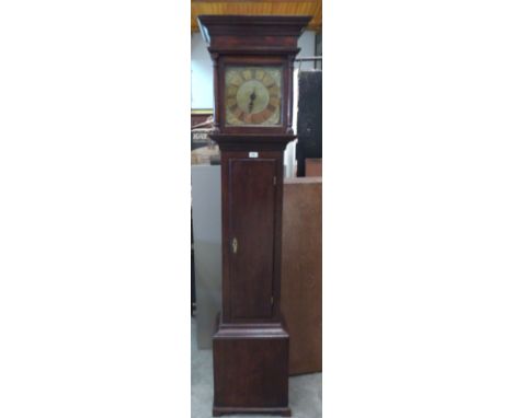 An 18th century oak longcase clock, 30 hour movement, the 10' brass dial with single hand and signed Thos. Vernon Ludlow. 78'