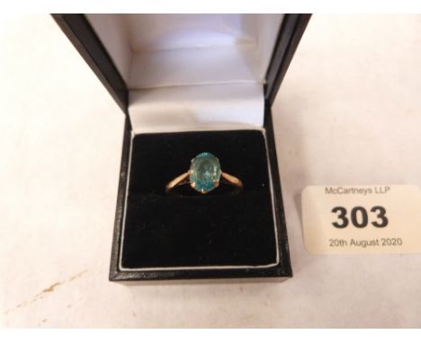 A 9ct tourmaline ring. Size R. 2.2g gross
