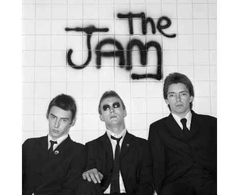 A high-quality photo print depicting The Jam, taken by photographer Martyn Goddard in 1977. The photo would be used for the c