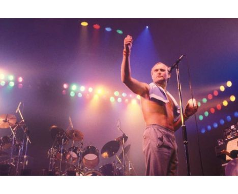 A high-quality photo print depicting Phil Collins, taken by photographer Martyn Goddard in 1981. The photo depicts Phil Colli