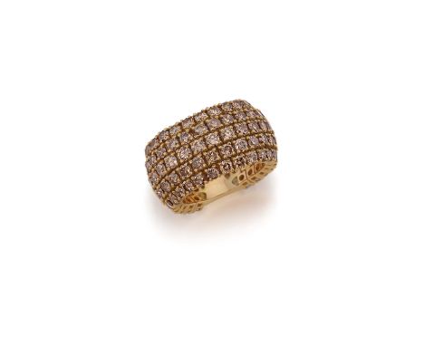 DIAMANT-RING. Herkunft: Deutschland. Datierung: Um 2000. Material: 750/- Rotgold, Punze. Gesamtgewicht: ca. 19,5 g. EU-RM: 56