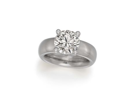 SOLITAIRE-RING. Herkunft: Deutschland. Datierung: Um 2010. Material: 750/- Weißgold, Punze. Gesamtgewicht: ca. 16,5 g. EU-RM: