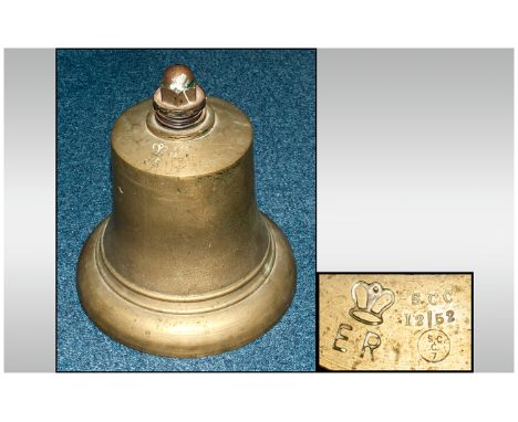 Fire Engine Interest 1950's Green Goddess Brass Fire Engine Bell. Height 12 Inches, Impressed ER Below A Crown Plus Impressed