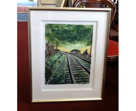 Bob Dylan, Drawn Blank Series, 'Train Tracks Green 2010' limited edition giclee, published by Washington Green, number 256/29