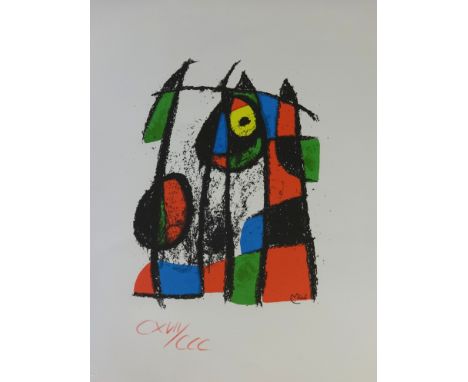 After Miro, two limited edition coloured prints with embossed seal 1983, Ediciones, together with a coloured print after Pica