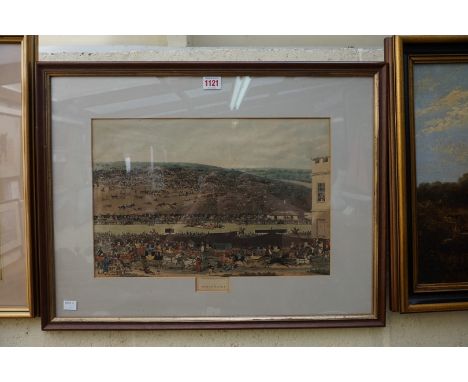After James Mander, 'Epsom Races', colour print, I.28 x 42cm. 