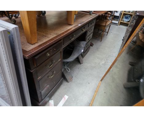 An early 20th century mahogany pedestal desk, 152.5cm wide.&nbsp; 