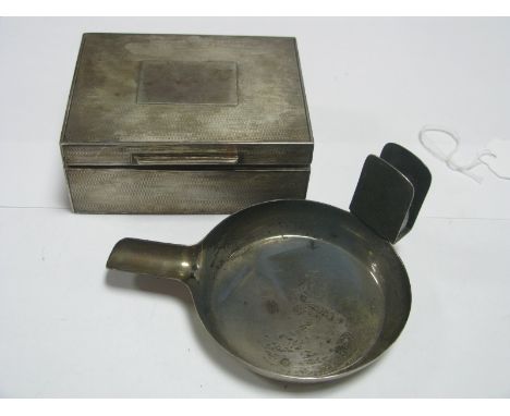 A Hallmarked Silver Cigarette Case, allover engine turned; together with a hallmarked silver ashtray with applied matchbox ho