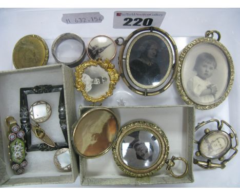 A Collection of XIX Century Locket Pendants, including souvenir and Royal commemorative; together with a shoe buckle, pair of