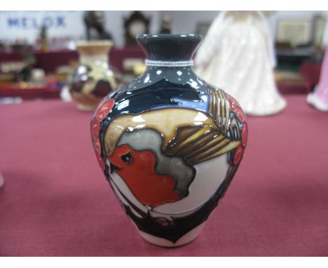 A Moorcroft Pottery Vase in the 'Brave Sir Robin' Design by Vicky Lovatt, shape 03/4, 10cm high.