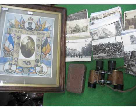 A Military WWI Christmas Tin, Remembrance cards, Faithful To The Empire montage, many postcards from WWI 'Official War Photog