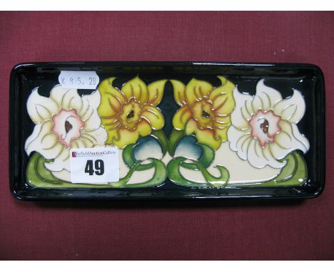 A Moorcroft Pottery Rectangular Tray in the 'Winds of March' Design by Rachel Bishop, 20 x 8.5cm.