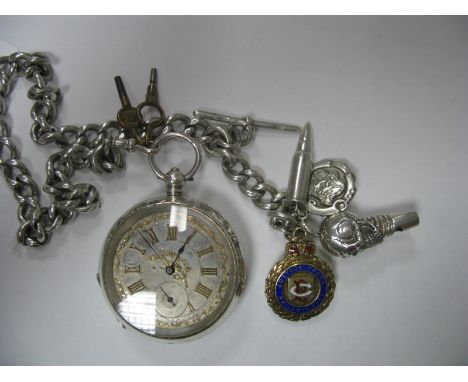 A Hallmarked Silver Cased Openface Pocketwatch, the gilt highlighted dial with Roman numerals and seconds subsidiary dial, wi