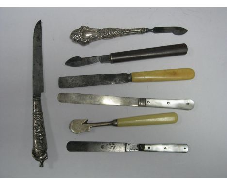 An Orange Peeler, stamped "RdNo.690047"; together with assorted single blade knives including XIX Century, etc.