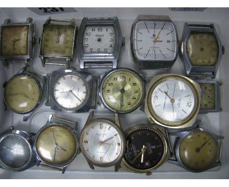 Chelco, Timex, Oris, Holcon-Star Deluxe and Other Gent's Wristwatch Heads, (no Straps), (damages). (15)