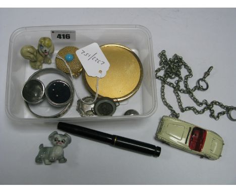 An Egg Pin Cushion, chain, bangle, powder compact, Disney Wade dogs, etc.