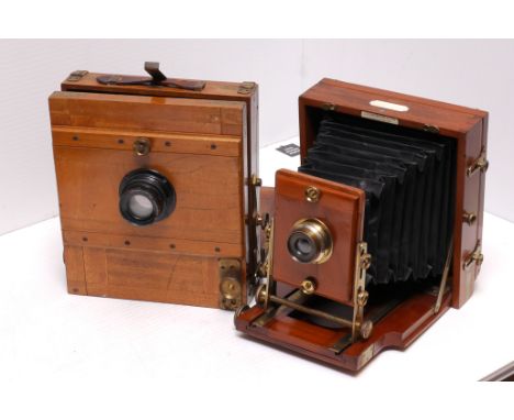 An Unmarked Continental Tailboard Camera, with Hugo Meyer & Goerlitz Aristostigmat f/7 210mm lens, together with a J. Lancast