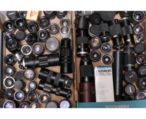 Lenses: a variety of optics including Pentax, Minolta and Canon with many others (2 Trays)