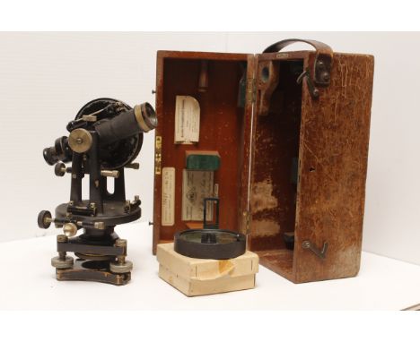 Watts Theodolite,  in fitted wooden case, also a prismatic compass