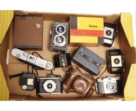 Kodak Reflex Camera, twin lens type 1, a Retina Automatic 1 in makers box and other cameras (a lot)