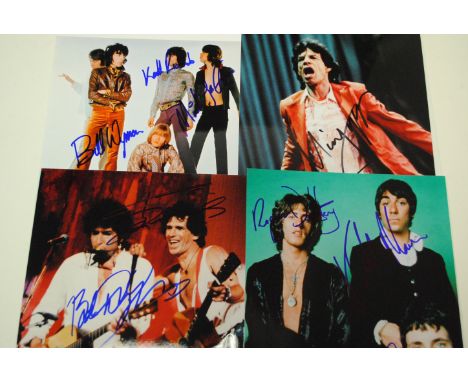 Rolling Stones-The Who-Bob Dylan, five photographs, all signed with certificates