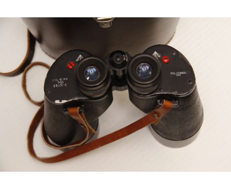 REL Military Binoculars, 7x50, made in 1945 by Research Enterprise Limited in Canada, marked with the broad arrow, cased