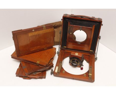 J Lizars Field Camera, half plate format with lens, shutter and DDS