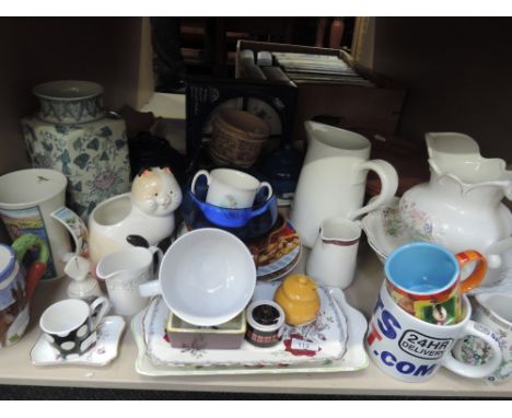 A shelf of ceramics and table ware 