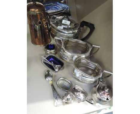 A selection of plated ware including Teapot, milk and sucre etc