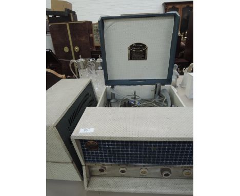 An Emerson Stereophonic record player and speaker with spare diamond stylus