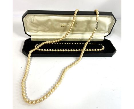 Two sets of vintage cultured pearls, one with a 9 carat gold clasp,&nbsp;

