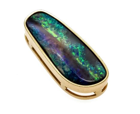   Opal-Anhänger GG 750/000 mit einem Boulder-Opal 22,3 x 8,2 mm, L. 23,3 mm, 4,6 g          