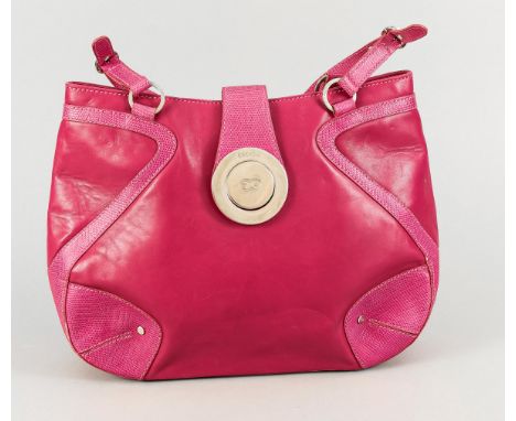   Escada, Shoulder Bag, pinkfarbenes Glattleder mit Details aus geprägtem Leder in   Reptiloptik, silberfarbene Hardware, Dop