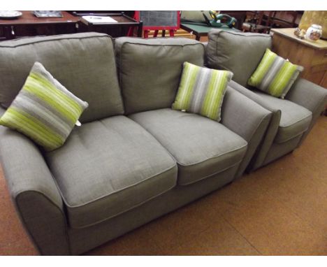 Contemporary two seater sofa and armchair, good small lot 