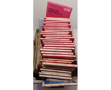 BOX OF ORDNANCE SURVEY MAPS AND OTHERS