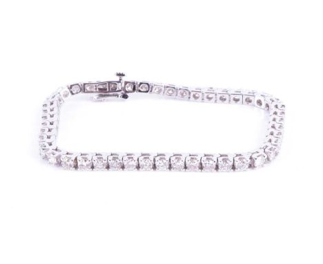 A 14ct white gold and diamond tennis braceletset with forty six round brilliant-cut diamonds of approximately 4.48 carats com