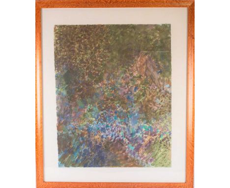 John Hubbard (1931-2017) American, an abstract work in greens, pinks and blues, gouache and watercolour on paper, signed and 