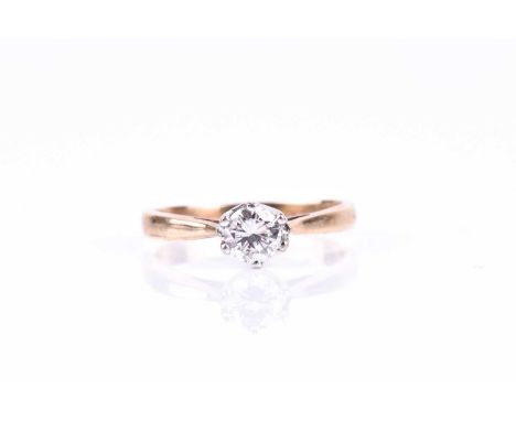 An 18ct yellow gold and solitaire diamond ring, the round brilliant-cut diamond of approximately 0.25 carats, size H, 1.6 gra