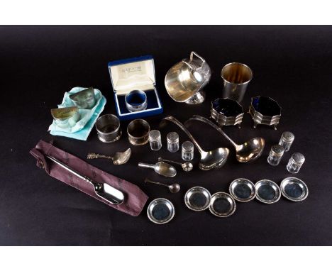 A small collection of silver to include a pair of Edwardian silver salts, Barnard family, London 1908, with earlier silver sa