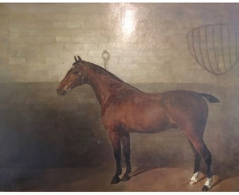 Walter Harrowing (British, fl. 1877-1904), Bay Hunter in stable, oil on canvas, signed and dated lower right, 1893, in origin