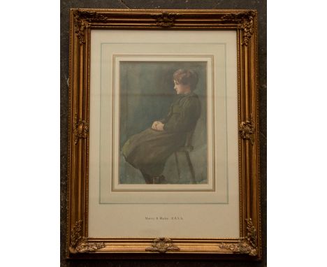 BLADON, Murray Bernard RBSA (British 1864-1939), portrait of a young girl seated on a kitchen chair, hands clasped on lap, si